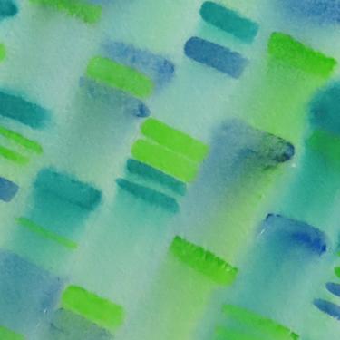 Gel Electrophoresis in Green and Blue- Original Watercolor Painting- Genetics DNA art 