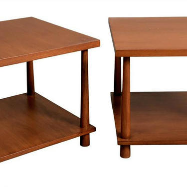 Pair of 1950's T.H. Robsjohn-Gibbings for Widdicomb Square End/Side Tables