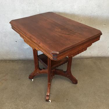 Antique Arts &amp; Crafts Table with Wheels