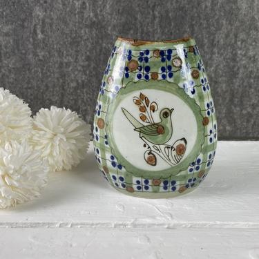 Ken Edwards oval vase with bird - vintage Mexican pottery 