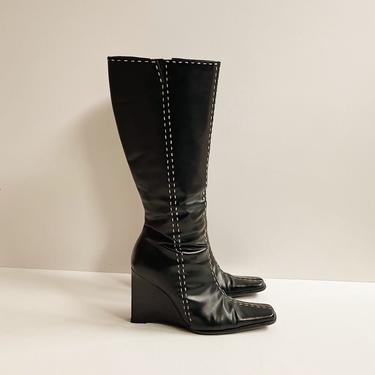 Vintage Stitched Knee High Boots | Size 8.5