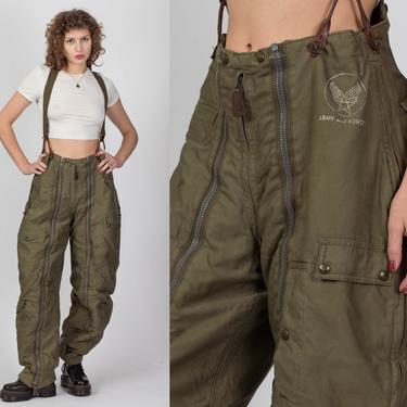 1940s WWII Type A-11 Intermediate Flying Trouser - Size 30 R | 40s Unisex Army Air Forces High Waisted Lace Up Green Pants 
