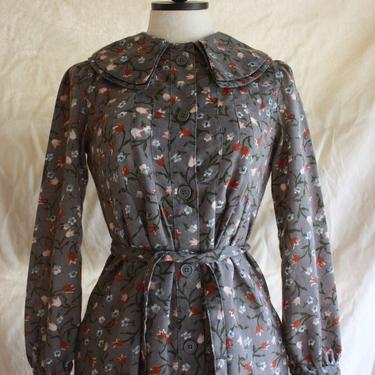 70s Albert Nipon Slate Floral Dress Size S 