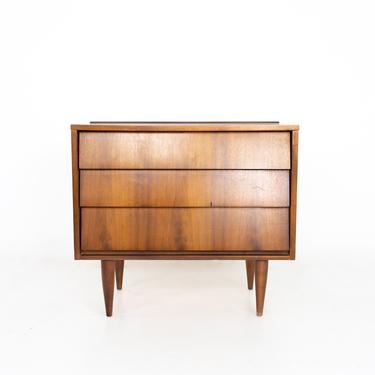 Ward Furniture Company Mid Century Louvered Walnut 3 Drawer Dresser Chest - mcm 