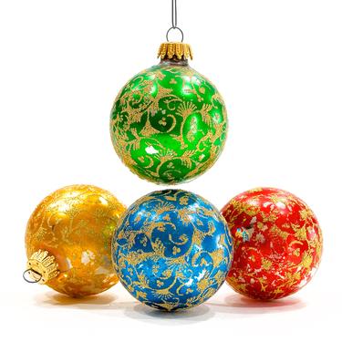 VINTAGE: 4 West Germany Mercury Glass Ornaments - Christmas Decor - Ornament - Made in Germany - SKU Tub-393-00007026 