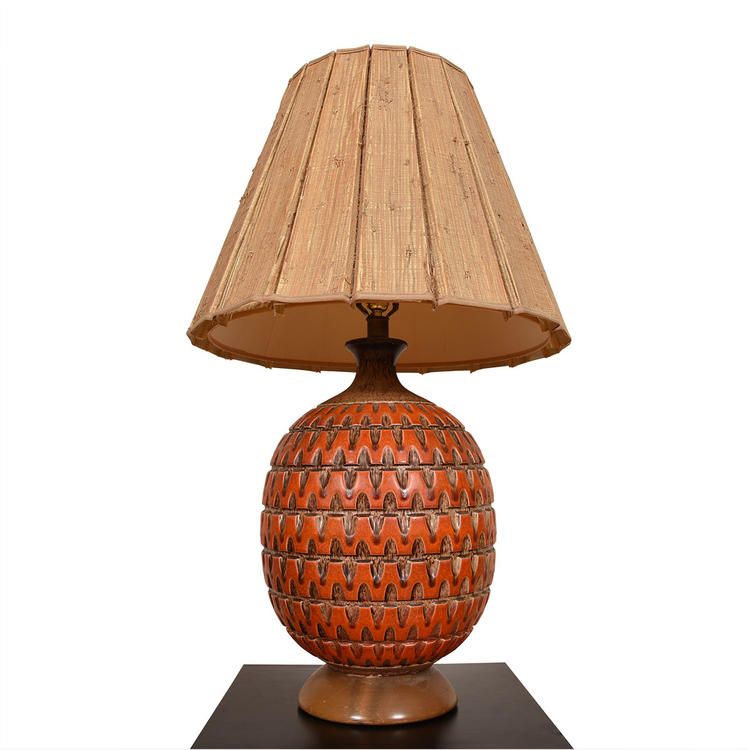 Large Orange Bulbous Decorator Lamp