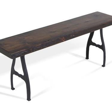 Handmade Pine Provincial 4 ft Bench with New York Cast Iron Legs