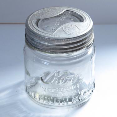Vintage Kerr Wide Mouth Mason Jar Self Sealing Glass Lid Presto Jar Tin Lid Apothecary Jar Good Housekeeping Short Mason Jar Flower Vase 