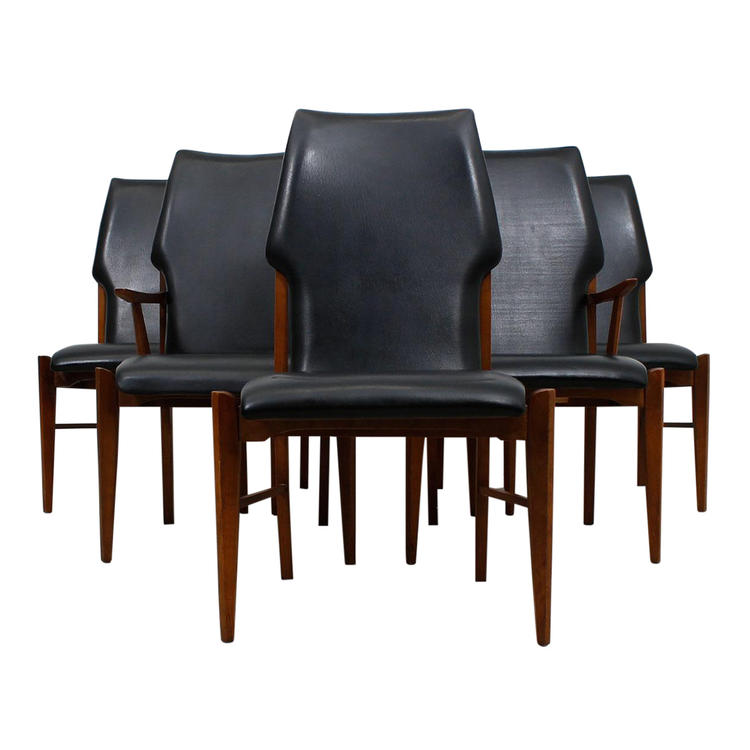 The Drapers Walnut Mad Med Mid-Century Modern Dining Chairs  Set of 6