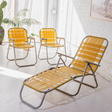 Yellow Stripe Lounge Chairs + Chaise
