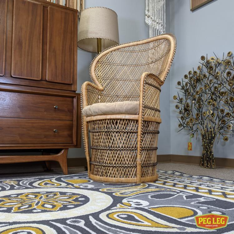 Boho-style vintage rattan chair