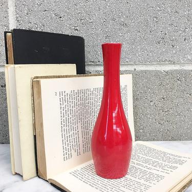 Vintage Vase retro 1970s Asahi + Porcelain + Mid Century Modern + Red + Bud Vase + Small Size + MCM + Home and Table Decor 