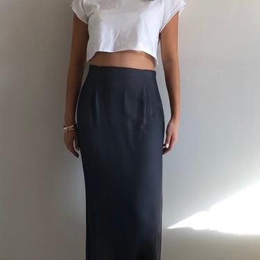 90s silk gauze skirt / vintage gray pure silk gauze chiffon overlay maxi skirt | 28 W 
