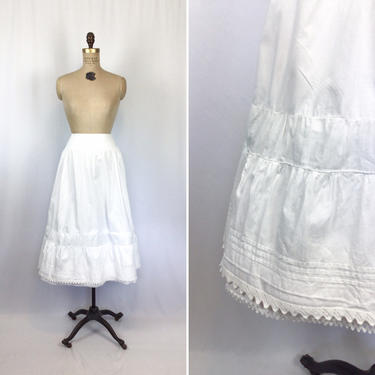 Vintage Edwardian Underskirt | Vintage white ruffle cotton half slip | 1910s petticoat skirt 