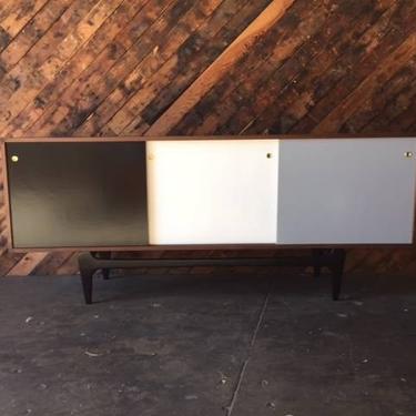 Mid Century Style Walnut Credenza with Lacquer Doors 