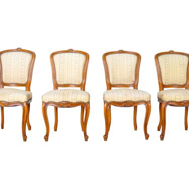Vintage Set of 4 Louis XVI French Provincial Maple Dining Chairs 
