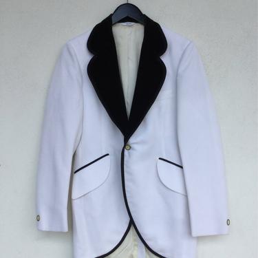 Dapper white tux jacket with black velvet lapels 