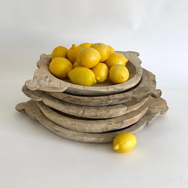 Rustic Wood Parat Tray/ Bowl W/Handles Hand-Carved Farmhouse Style by ShoppingWithShelley