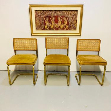 MCM Cane Back “Knoll Cesca Style” Set of Three Chairs, MCM Chairs, Dining Chair Set, Vintage Set of Chairs 