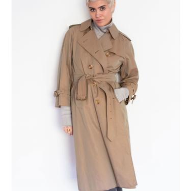 Vintage Trench Coat Men Cream Beige Overcoat Outerwear 80s