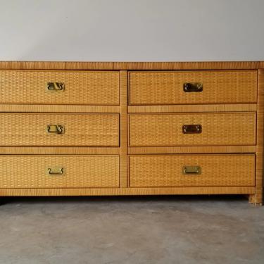 Vintage Dixie Campaign Style Six Drawers Dresser 