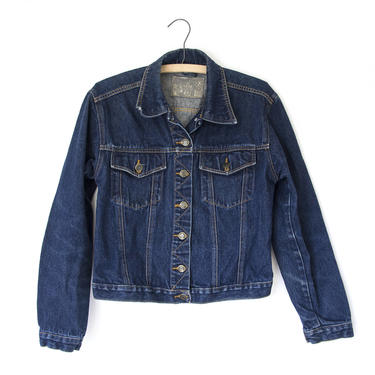 Cairn Jacket — vintage jean jacket / dark wash boxy cotton denim jacket / women's 90s grunge denim jacket / classic rocker blue jean jacket by fieldery