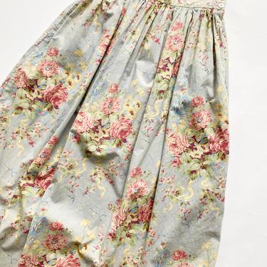 1980s Ralph Lauren Floral Cotton Skirt 
