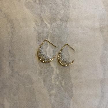 Moonstone U-Shape Gold Threader Earrings