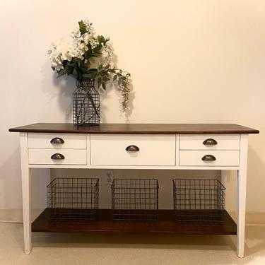 STUNNING refinished farmhouse rustic style sideboard/sofa table/storage/entryway desk/ side table stained top 