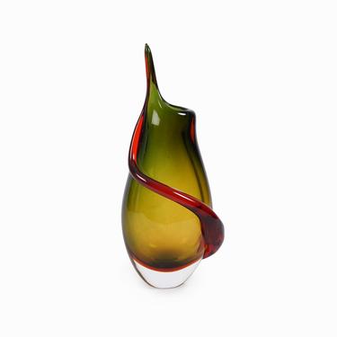 Murano Style Glass Vase Mid Century Modern 