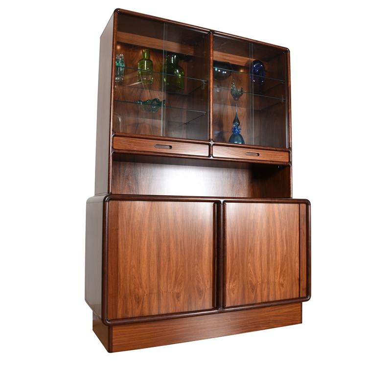 2-Piece Storage / Display Cabinet w/ Light &#8212; Danish Modern Rosewood