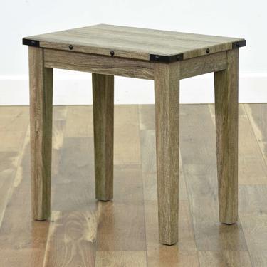 Contemporary Light Wood Veneer Long End Table