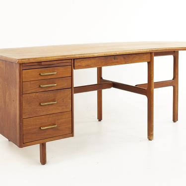 Standard Furniture Mid Century Walnut Boomerang Desk - mcm 