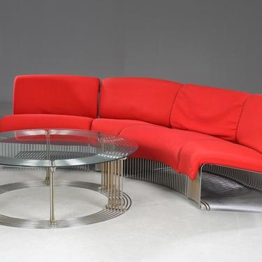 Verner Panton Four 'Pantonova' sectional and glass round coffee table