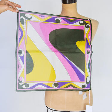 1980s Pucci Cotton Scarf | 80s Colorful Geometric Scarf | Emilio Pucci 