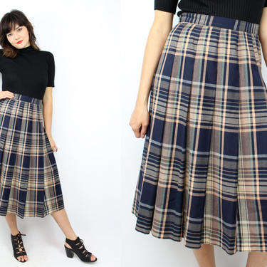 Vintage 80's Blue and Pink Plaid MISS PENDLETON Skirt / 1980's Wool Skirt / Women's Size Large by Ru