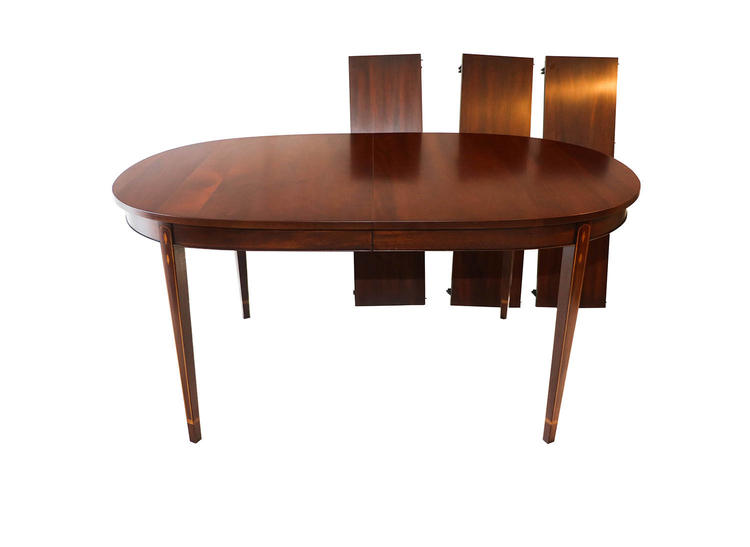 HENKEL HARRIS Inlaid Mahogany Oval Dining Table 