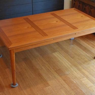 Newly-restored, extra-long 126&amp;quot; Danish teak extendable dining table 
