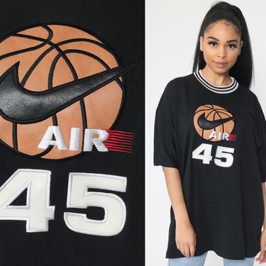 NIKE AIR Shirt -- 90s Athletic Black Basketball TShirt Streetwear Tee Vintage 1990s Sportswear Nike Swoosh Tee Extra Large xl xxl 