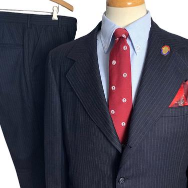 Vintage 1970s ALTON AMES Wool 3pc Pinstripe Suit ~ size 42 ~ vest / waistcoat ~ pants / jacket / sport coat ~ Preppy / Ivy Style / Trad 