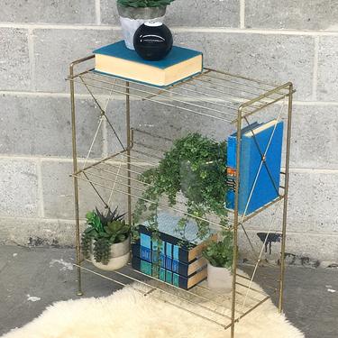 Vintage Bookcase Retro 1960s Mid Century Modern + Gold Metal + Three Open Shelves + MCM Shelving + Plant Stand + Home Decor + Furniture 
