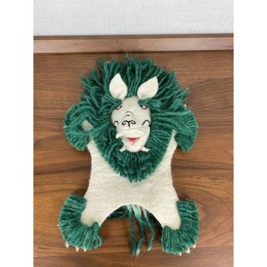 Vintage White Green Dragon Monster Hand Puppet Handmade Wild Things Are 