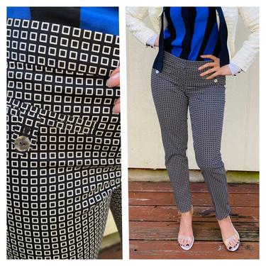 Vintage YSK Versace Checkered Gingham Black and white Cigarette Trousers Pants Size 28&quot; 29&quot; 
