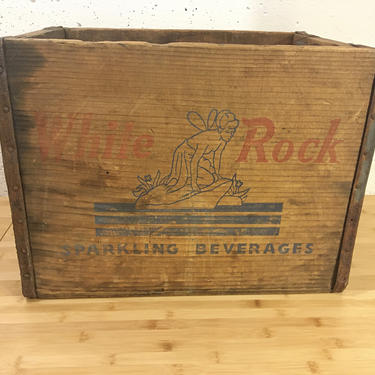 Vintage White Rock Beverages Wood Crate, Large Size 