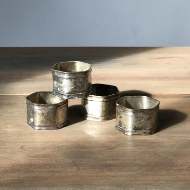 Vintage Silver Plate Napkin Rings, Set of 4 