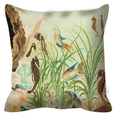 Outdoor Fish Lighthouse Ocean Pillow ~ Nautical Outdoor Pillow ~ Fish Sea Horse Outdoor Pillow ~ Ocean Art ~ Fish Pillow ~ Seahorse Fish Art 