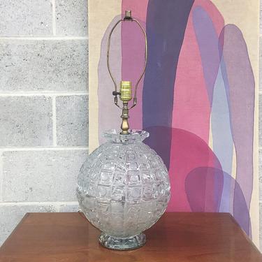 Vintage Crystal Lamp Retro 1950s Mid Century Modern + Geometric + Clear Glass + Circles + Triangles + Lighting + Home and Table Decor 