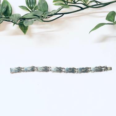Vintage Bracelet, Silver Bracelet, Siam Sterling, Small Bracelet, Vintage Jewelry, Blue and Silver, Enamel Jewelry, Goddess Jewelry, 925 