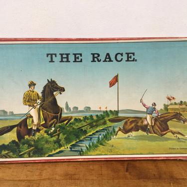 Vintage Horse Racing Game, Steeplechase Board Game, Printed In Germany 