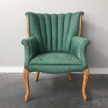 vintage teal green channel back chair.